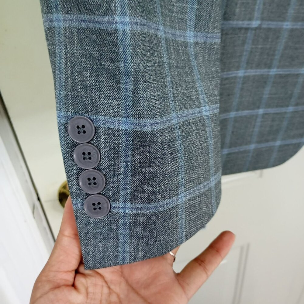Michael Strahan Collection Blazer Mens Grey Plaid Sport Coat Modern Fit 46R - Picture 5 of 10